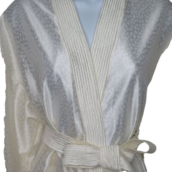 Vintage 70s At Home Wear Dressing Gown Robe M White Full Length Belted Pockets - Picture 7 of 10